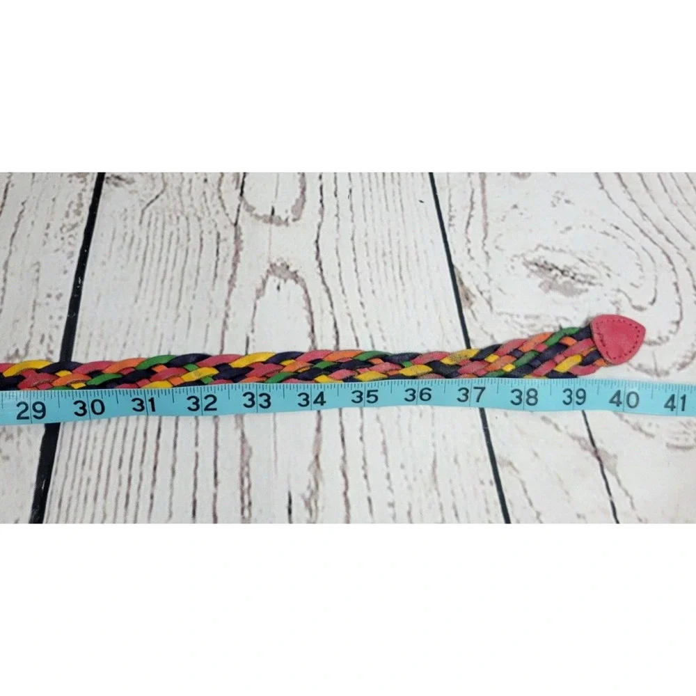 Braided Belt Genuine‎ Leather Women's Multicolor Woven Size M/L